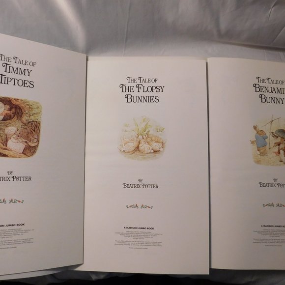 BEATRIX POTTER JUMBO STORY BOOKS BENJAMIN BUNNY TIMMY TIPTOES THE FLOPSY BUNNIES - Picture 6 of 10
